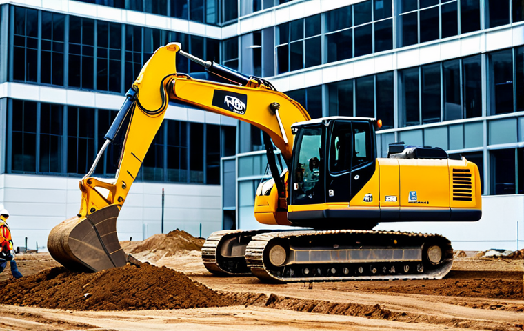**

A modern construction site featuring a hybrid excavator, fully clothed, appropriate attire, professional setting. The excavator is digging earth near a new building foundation. Background includes other construction vehicles and workers wearing safety gear. Focus on clean energy and sustainability, safe for work, perfect anatomy, natural proportions, professional photography, high quality.

**