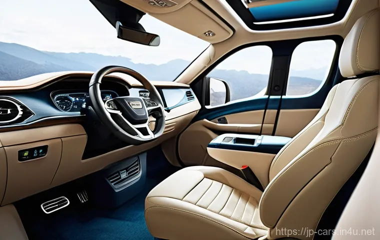 대형 트럭 운전자의 필수 장비 - **A Professional Driver's Luxurious and Ergonomic Cabin.**
    An interior shot of a modern, spaciou...