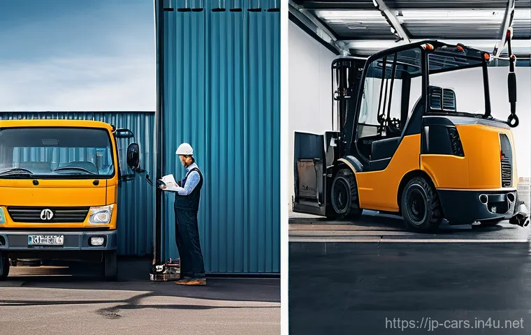 특수 차량의 장기 렌탈 서비스 - **Prompt:** A dynamic, wide-angle shot of a modern, sleek urban landscape at sunrise, with several d...